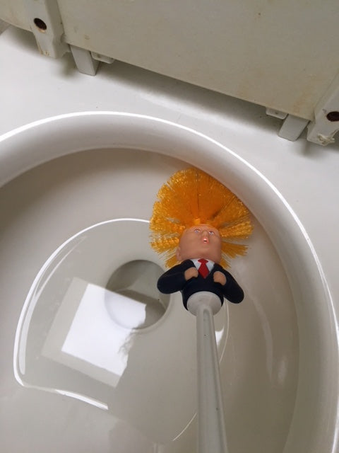 Commander in Crap Donald Trump Toilet Brush in use